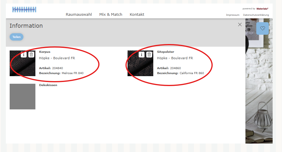 Info: Hersteller und Artikelnummer